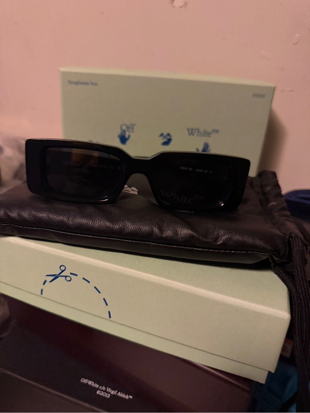 Off-White Black Rectangular Frame Sunglasses